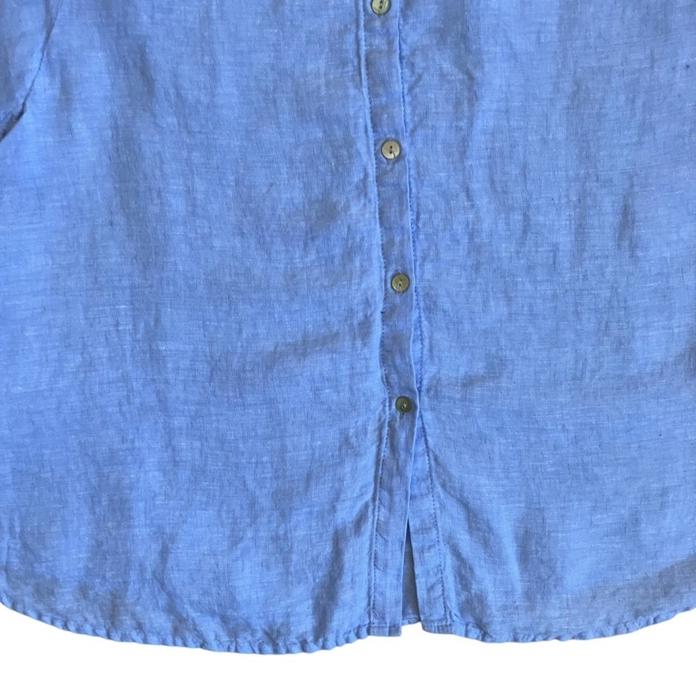 Sigrid Olsen Sky Blue Linen Button Up Pocketed Tunic Shirt Lagenlook Resort XXL - Picture 10 of 16